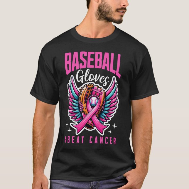 Baseball Gloves Beat cancer T-Shirt (Front)