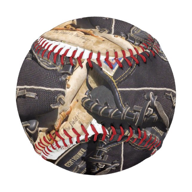 Baseball Gloves On A Regular Personalized Baseball (Front)