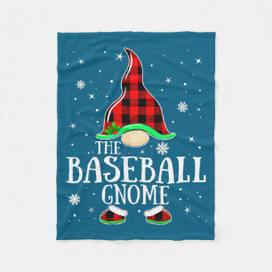 Baseball Gnome Buffalo Plaid Matching Fleece Blanket