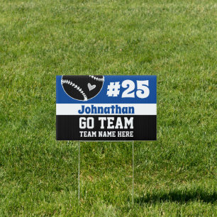 Baseball Go Team Player Number blue Sign