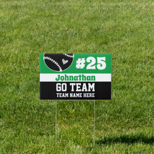 Baseball Go Team Player Number Green Sign