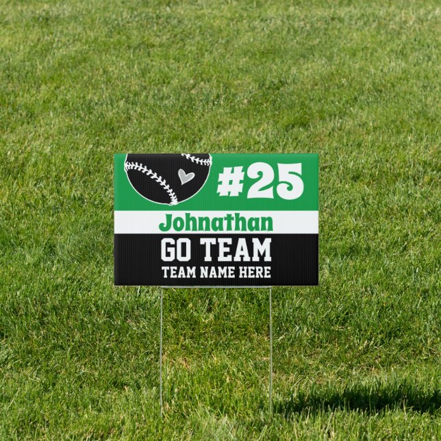 Baseball Go Team Player Number Green Sign (Insitu)