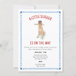 Baseball Golden Retriever Watercolor Baby Shower Invitation