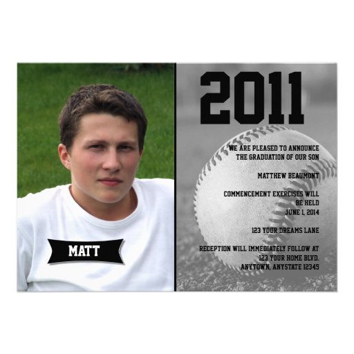 Baseball Graduation Invitations 6