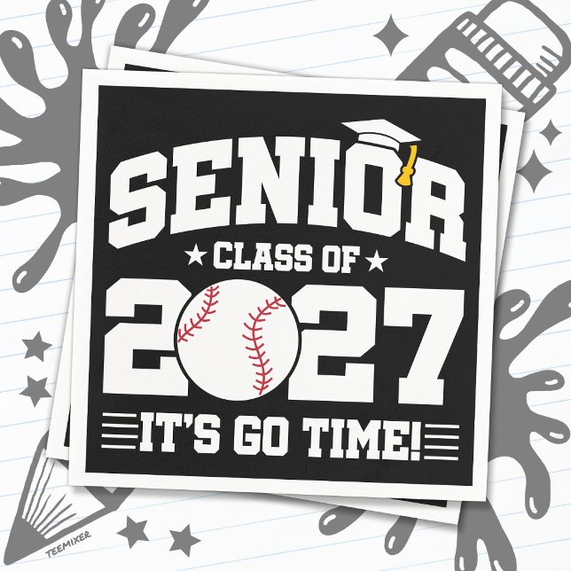 Baseball Graduation Go Time Senior Class of 2027 Napkins (Creator Uploaded)