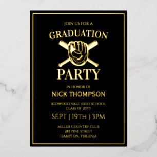 Baseball Graduation Party Foil Invitation