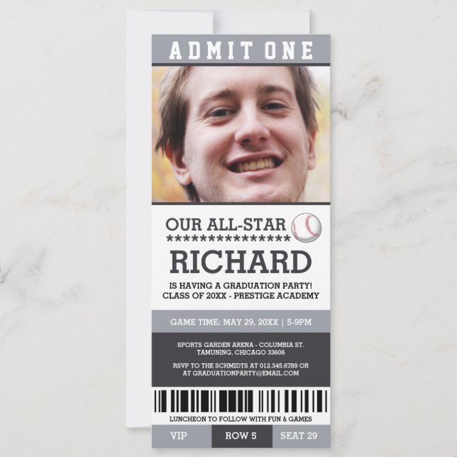 Baseball Graduation Party Invites (Front)