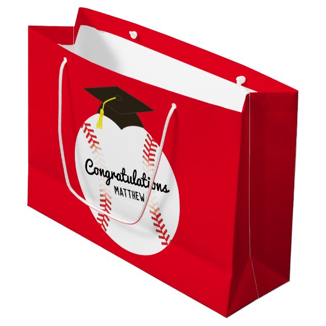 Baseball Graduation Party Sports Large Gift Bag (Front Angled)