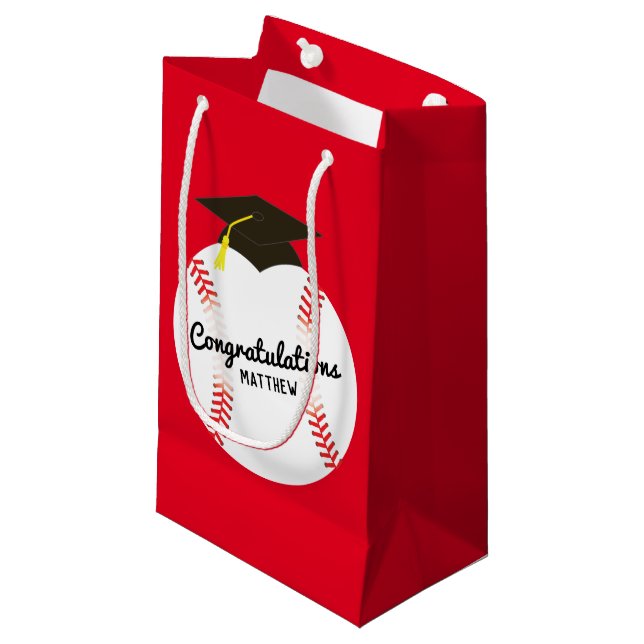 Baseball Graduation Party Sports Small Gift Bag (Front Angled)