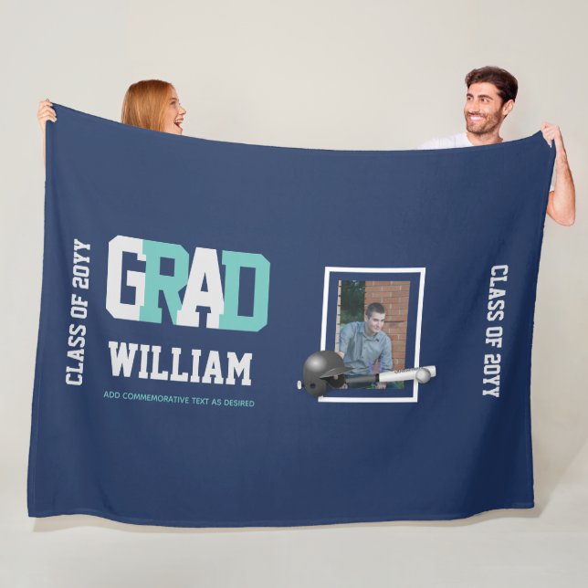 Baseball GRADUATION PHOTO Gift Personalized Fleece Blanket (In Situ)