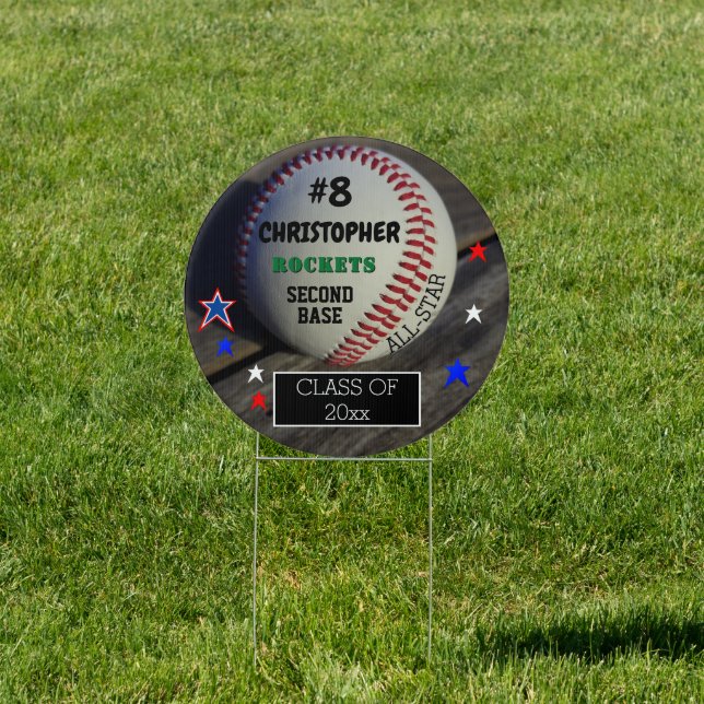 Baseball Graduation Player Name Number TWO-SIDED Sign (Insitu)