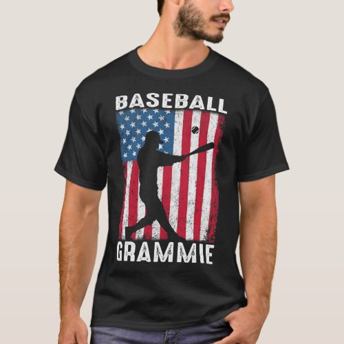 Baseball GRAMMIE USA Flag Catcher Fathers Day T_Shirt