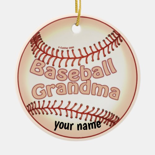 Baseball Grandma  custom name Ceramic Ornament