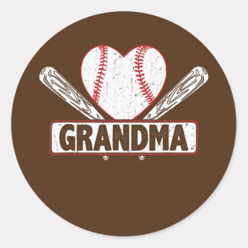 Baseball Grandma Matching Family Softball Classic Round Sticker