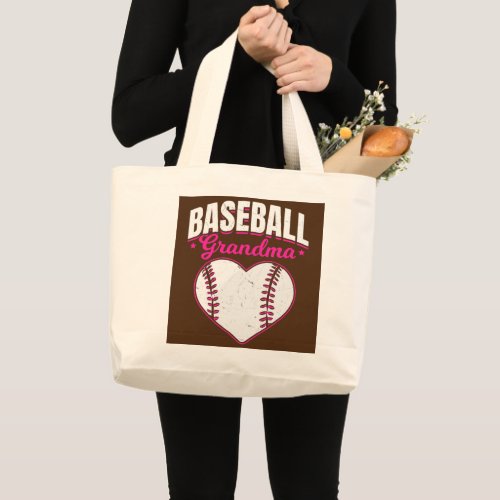 Baseball Grandma Women Baseball Fan  Large Tote Bag