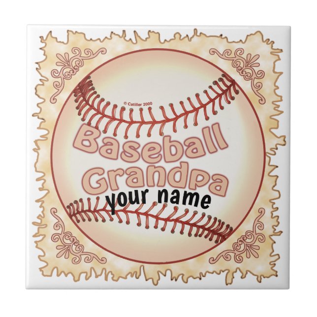 Baseball Grandpa  Ceramic Tile (Front)