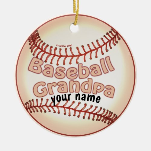 Baseball Grandpa custom name Ceramic Ornament