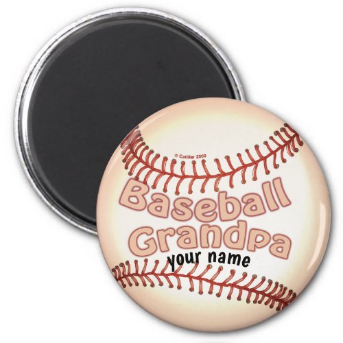 Baseball Grandpa custom name Magnet