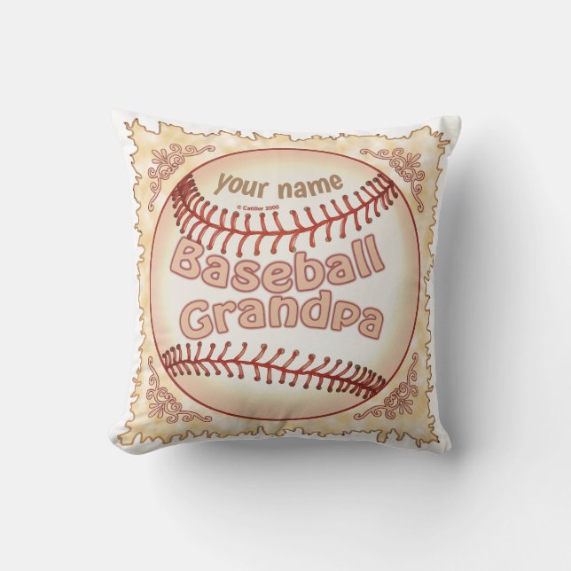 Baseball Grandpa  Throw Pillow (Front)