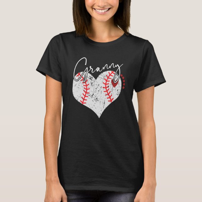 Baseball Granny Baseball Heart T-Shirt (Front)