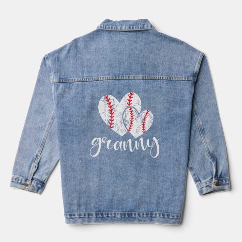 Baseball Granny Heart Ball  Proud Grandma Mother s Denim Jacket