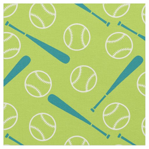 Baseball - green and white on fresh green fabric