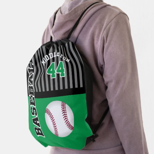 Baseball  _ Green Drawstring Bag