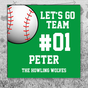 Baseball Green White Car Magnet