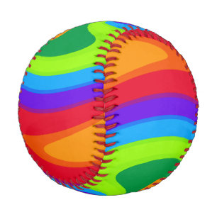 Baseball - groovy, colorful rainbow swirl design
