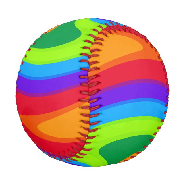 Baseball - groovy, colorful rainbow swirl design (Angled)