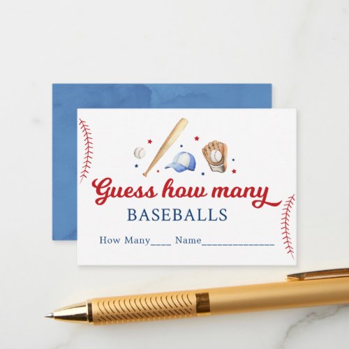 Baseball Guess How Many Birthday Game Enclosure Card