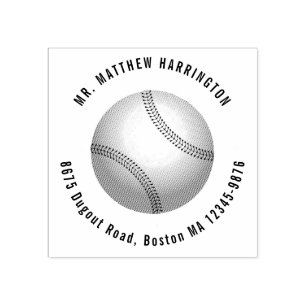 Baseball Guys Return Address Rounded Text Stamp