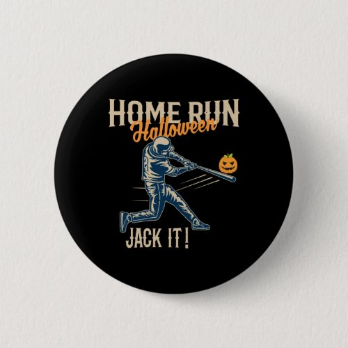 Baseball Halloween Fun Retro Distressed Stylish Button