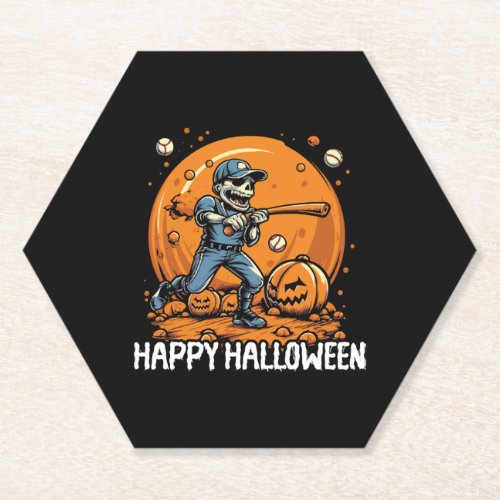 Baseball Halloween Trick Or Treat Baseball Player  Paper Coaster