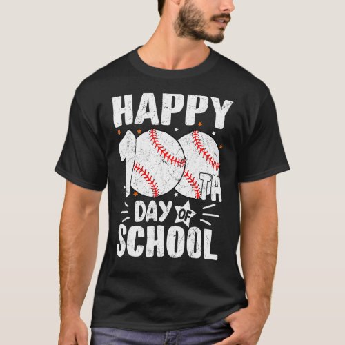Baseball Happy 100th Day Of School Tshirt Kids Tea