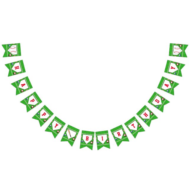 Baseball Happy Birthday Bunting Flags (All)