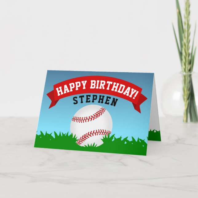 Baseball Happy Birthday Card (Front)