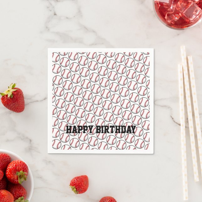 Baseball Happy Birthday Kids Sports Party Fun Napkins (Insitu)