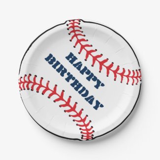 Baseball Happy Birthday - Paper Plates 7 Inch Paper Plate