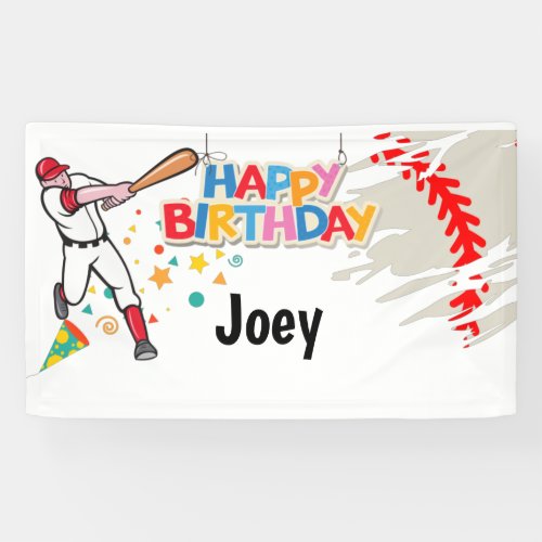 Baseball Happy Birthday  player Banner