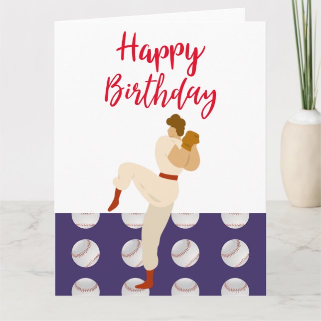Baseball Happy Birthday with Player  Card (Front)