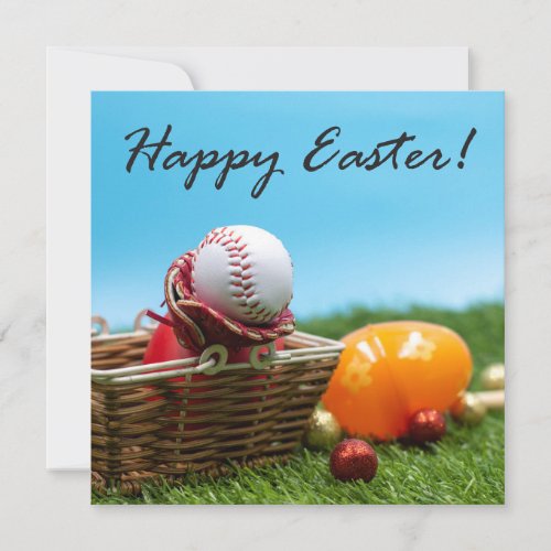 Baseball Happy Easter with Eggs in Basket Holiday 