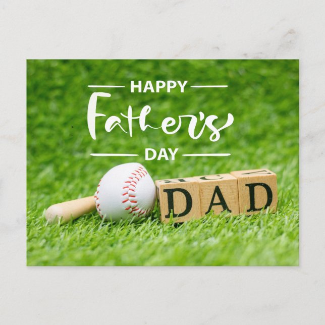 Baseball Happy Father's Day on green grass Postcard (Front)