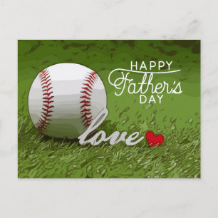 Baseball Happy Father's Day on green with love Postcard