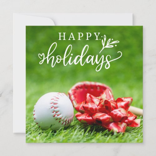 Baseball Happy Holidays with ball  bat and glove C Card