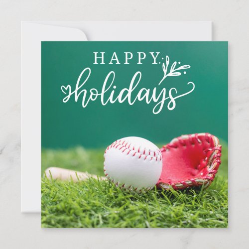 Baseball Happy Holidays with ball  bat and glove Card