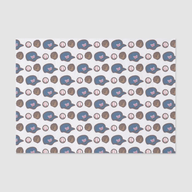 Baseball Hat, Glove and Ball Pattern Tissue Paper (Front)