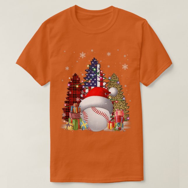 Baseball Hat Santa Flag Us Buffalo Plaid Leopard X T-Shirt (Design Front)