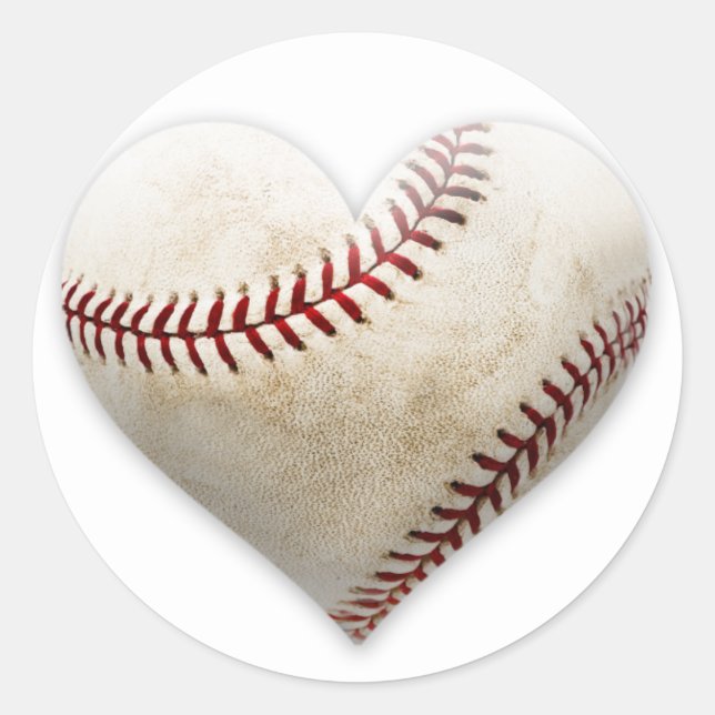 Baseball Heart Classic Round Sticker (Front)