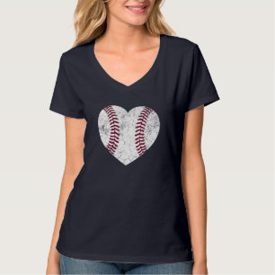 Baseball Heart Fun Mom Dad Men Women SOFTBALL Gift T-Shirt